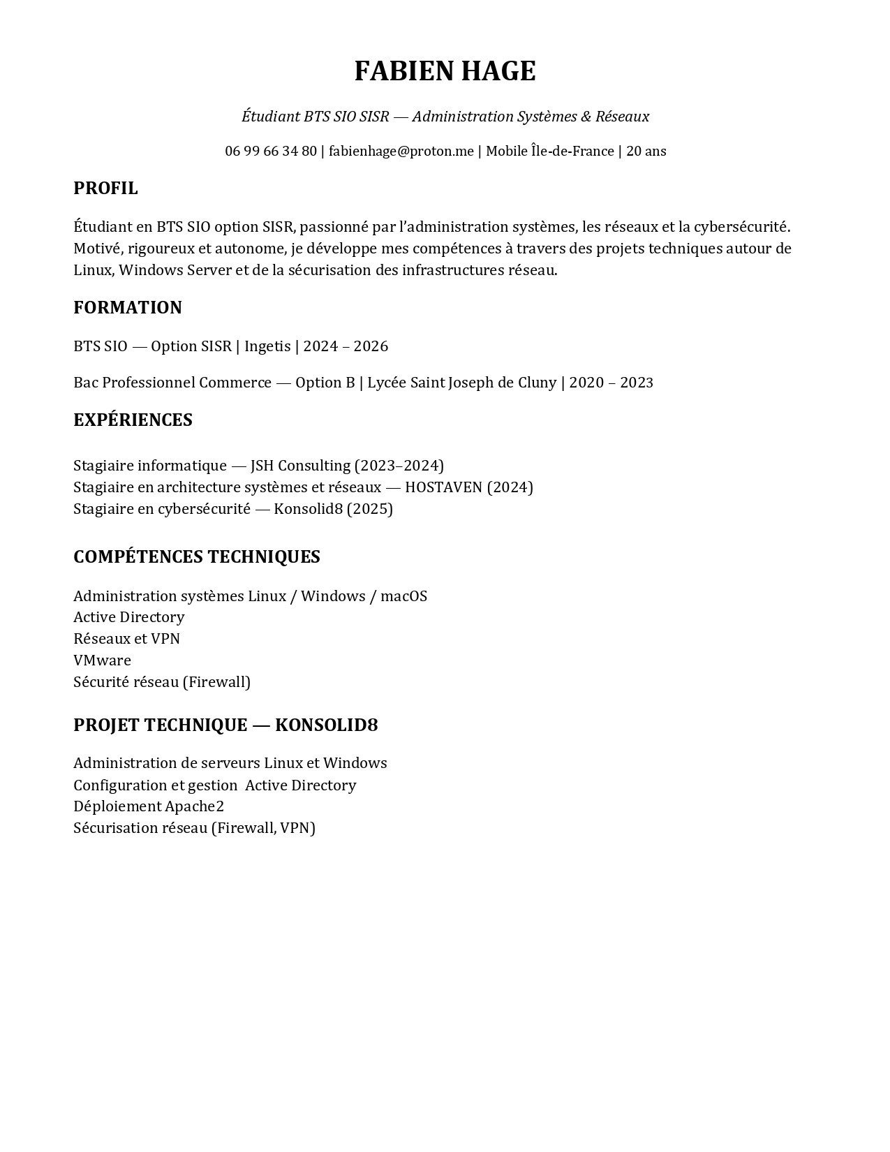 CV Fabien Hage - Page 1